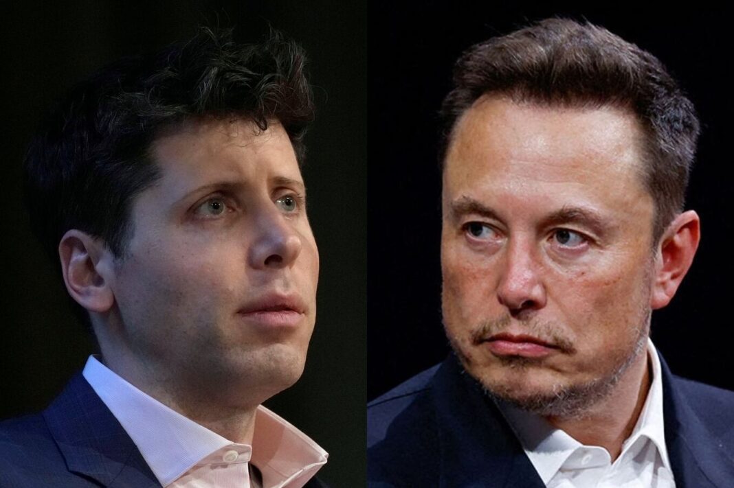 Ilustración de los logos de OpenAI y Elon Musk enfrentados en un contexto legal.