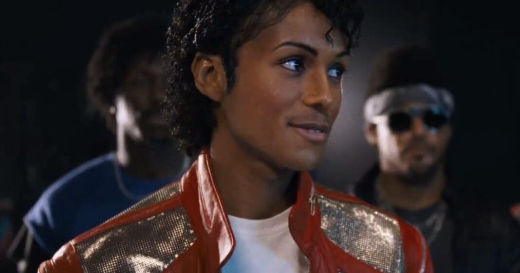 Jaafar Jackson en el set de la película Michael