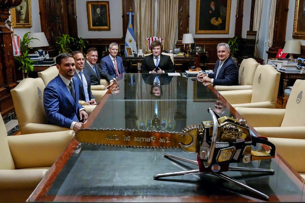 Javier Milei y Peter Thiel reunidos en la Casa Rosada