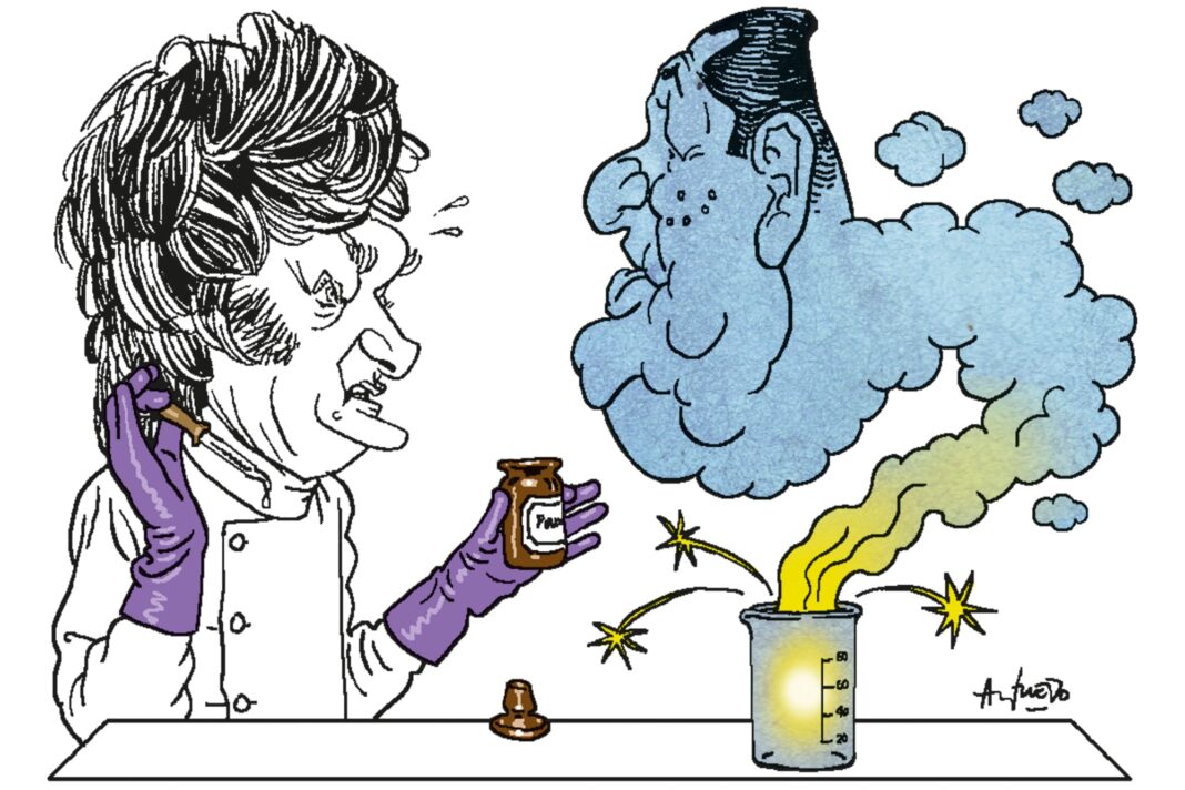 Gráfico de indicadores económicos con la palabra 'Milei' al fondo