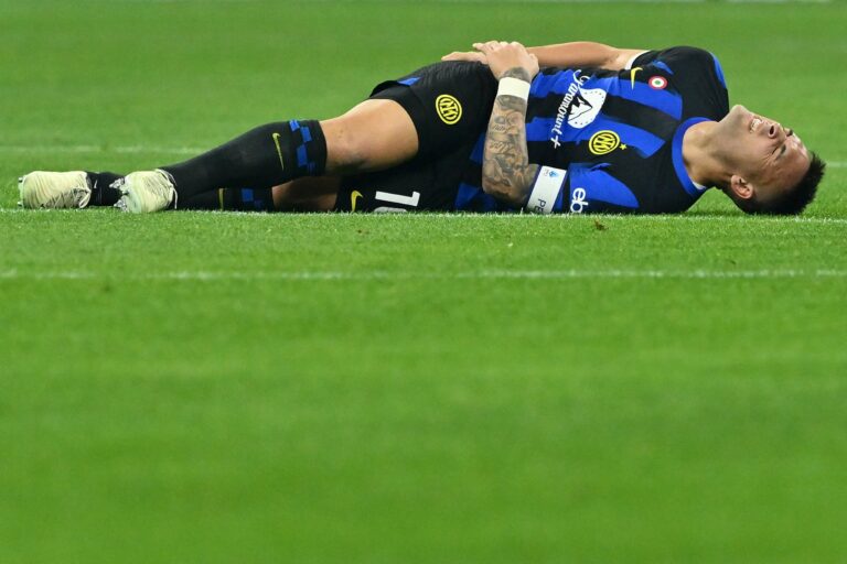Lautaro Martínez, delantero de la selección argentina y del Inter de Milán, en acción durante un partido.