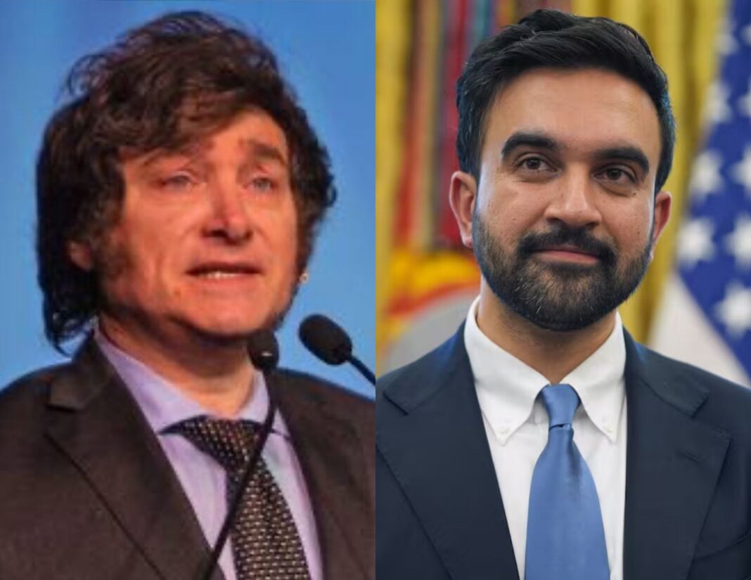 Javier Milei y Zohran Mamdani en fotomontaje representando la crítica presidencial