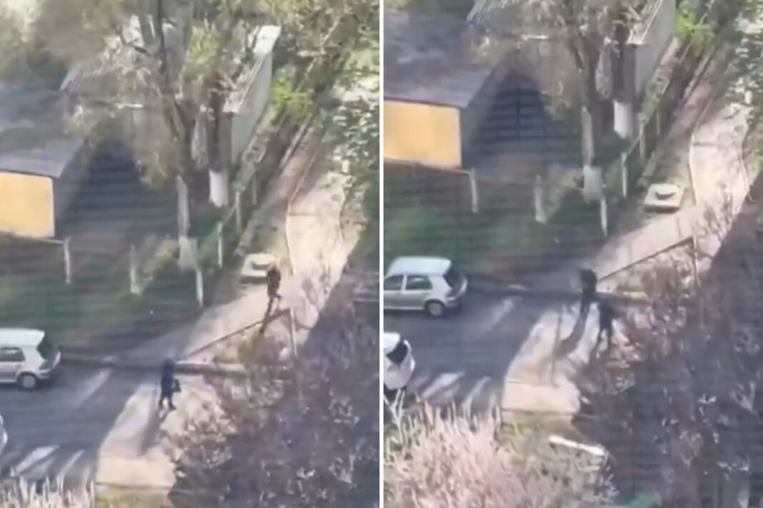 Zona acordonada por la policía en Kiev tras el tiroteo.