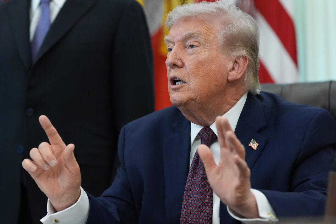 Donald Trump, presidente de Estados Unidos, durante un discurso oficial.