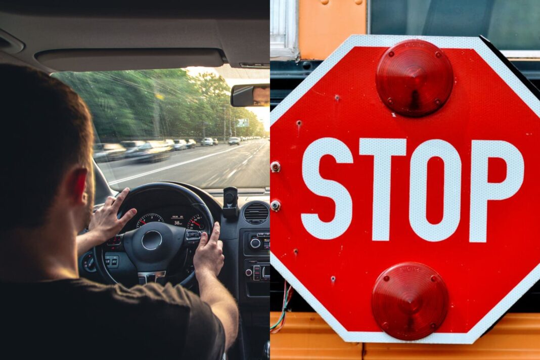 Conductor de autobús escolar realizando examen médico