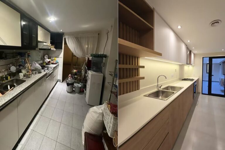 Antes y después del departamento remodelado en la calle Miró, Caballito